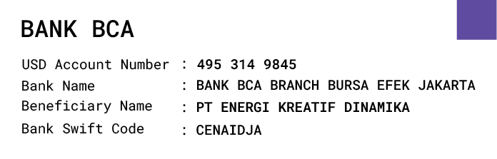 USD Account Number - BCA
